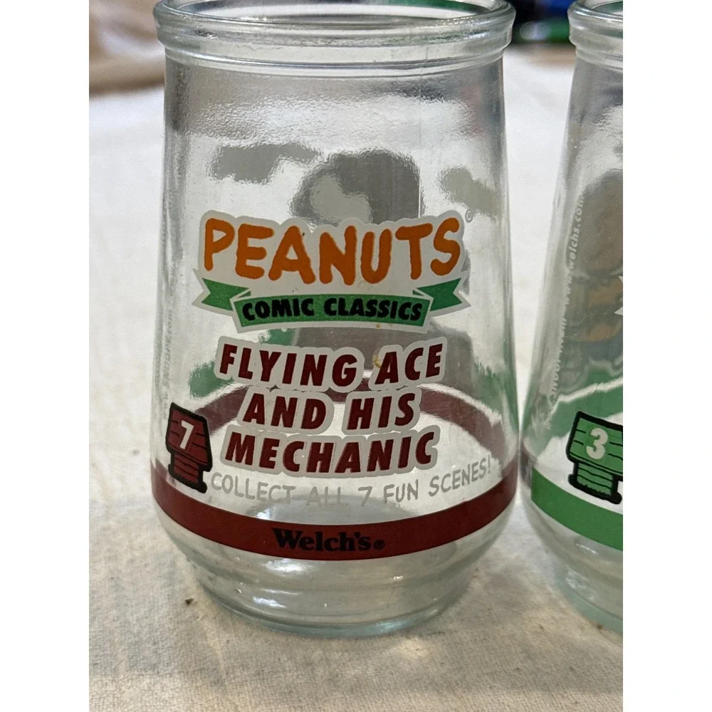 Vintage Welchs Peanuts Comic Classics Jelly Jars Snoopy Charlie Brown Set of 2